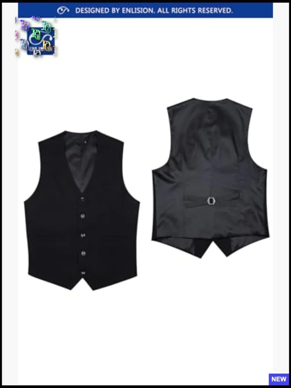 Classic Fit Men's Suit Vest Formal Business Waistcoat V-Neck Adjustable Back